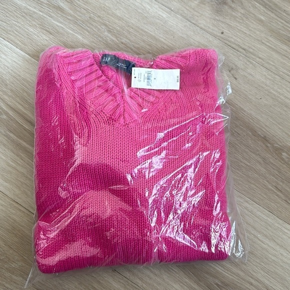 Gap Oversized V-Neck Sweater ColorSuper neon pink  women size small - Picture 5 of 7